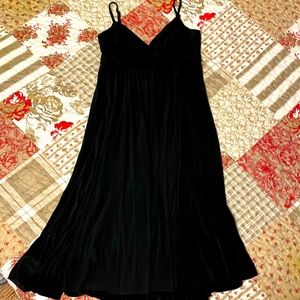 Black midi pleated dress.